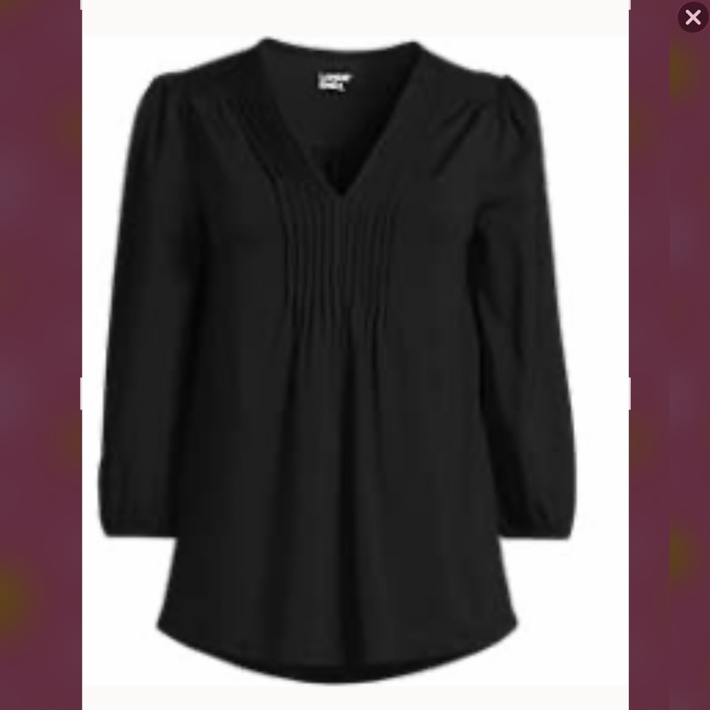 Lands End Plus Size Black Blouse